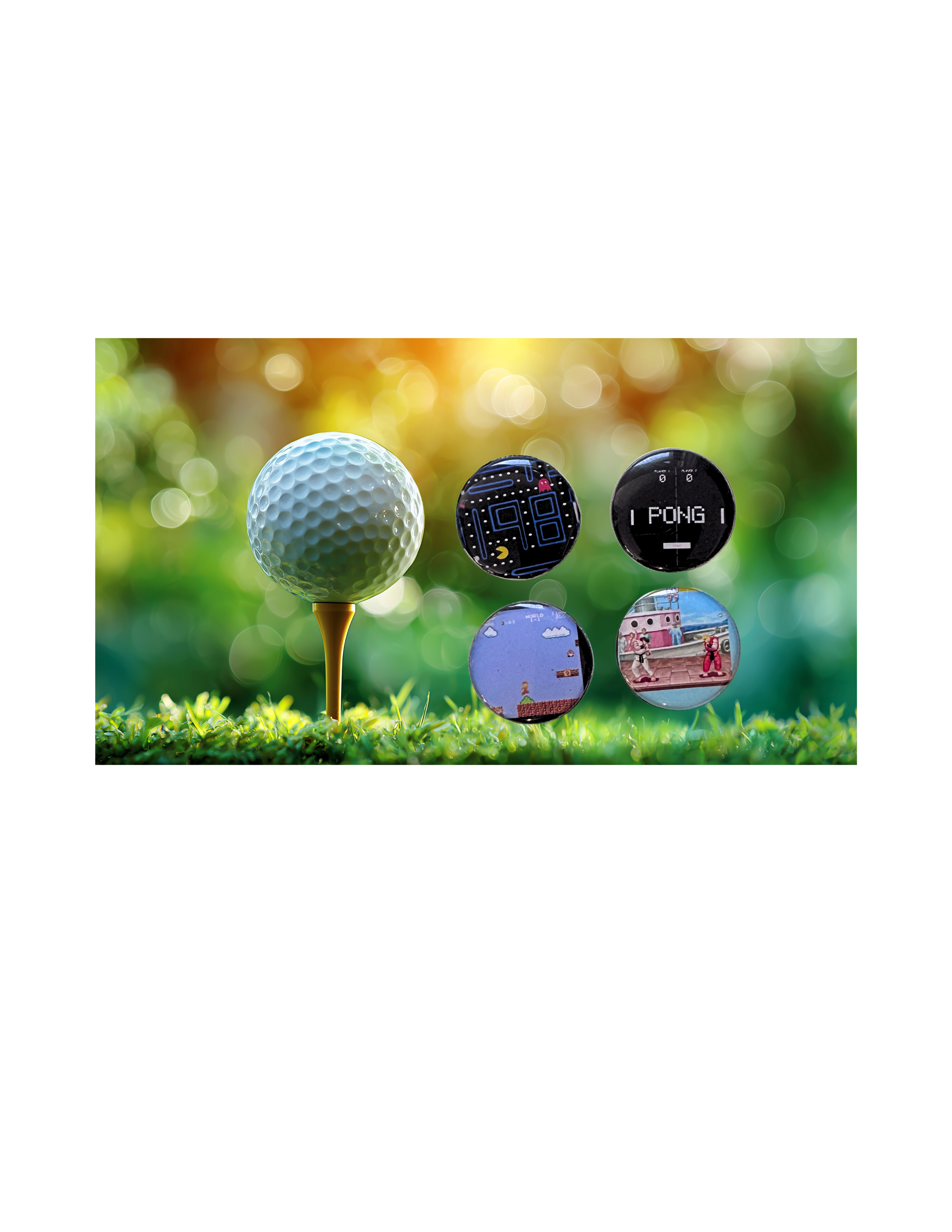 Retro Video Game Golf Ball Markers, Unique Gamer Golf Gift, Magnetic for Hat Clip
