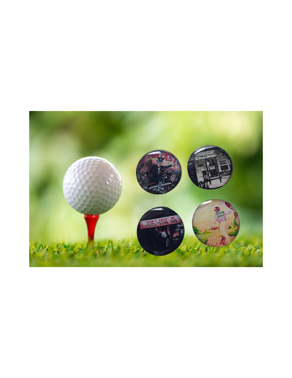 Elton John Album Art Golf Ball Markers, Magnetic Hat Clip Accessory