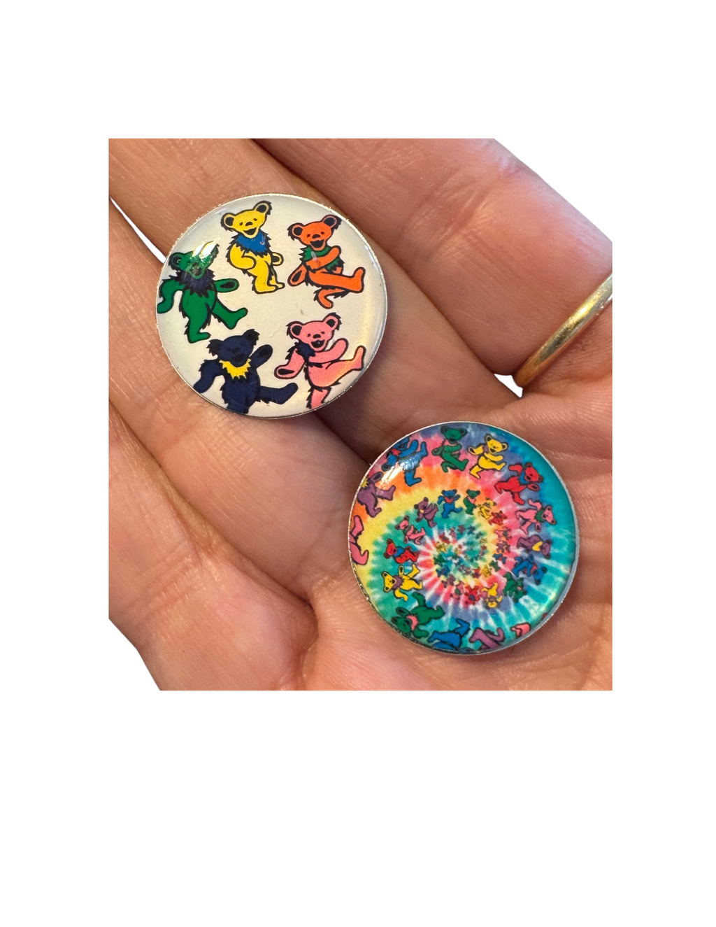 Dancing Bears Golf Ball Markers, Tie-Dye Spiral Magnetic Hat Clip Accessory