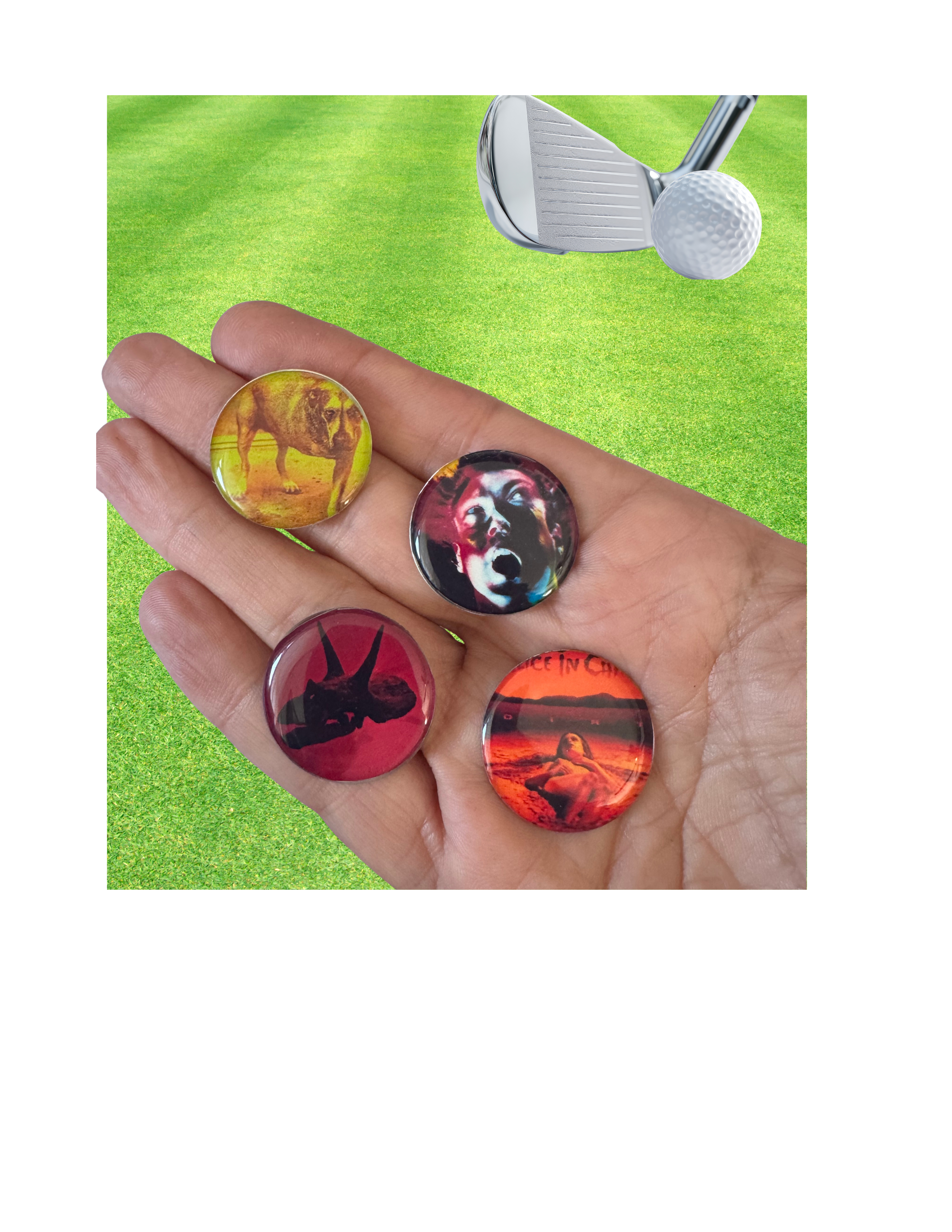 Alice in Chains Inspired Golf Ball Markers, Magnetic for Hat Clip, Unique Music Fan and Golfer Gift
